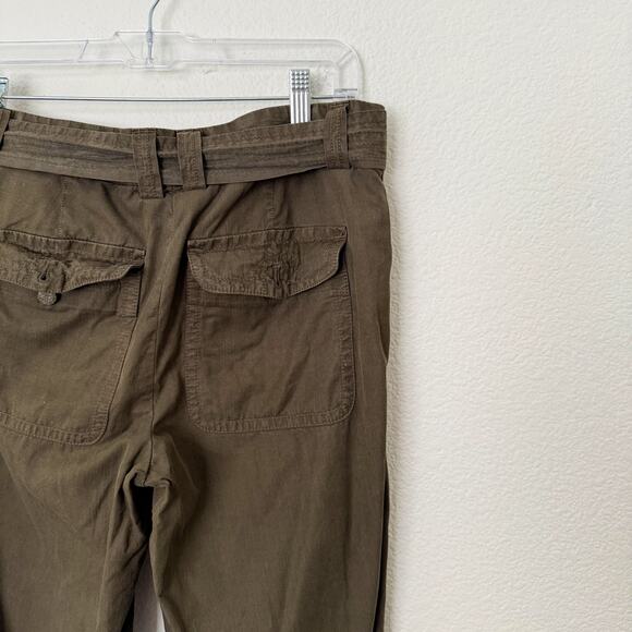 [J. Crew] Olive Green City Fit Straight Leg Utility Pants Belted Roll Tab Size 4 - Picture 8 of 10